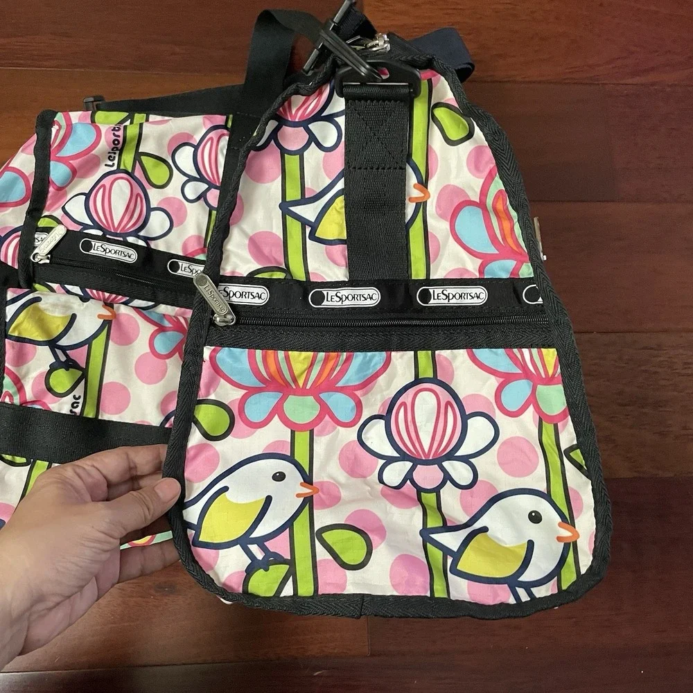 LeSportsac Bird Flower Weekender Overnight Duffel Bag Multicolor Rare‎ HTF B27